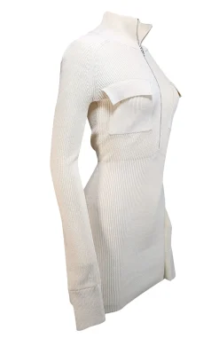 Aya Muse -  Cream Knit Zipper Front Sweater "Rutu" Dress Sz XXS