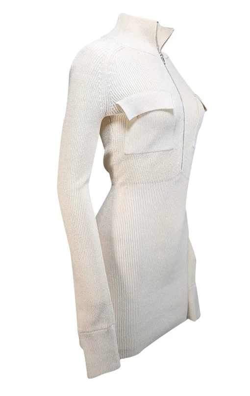 Aya Muse -  Cream Knit Zipper Front Sweater "Rutu" Dress Sz XXS