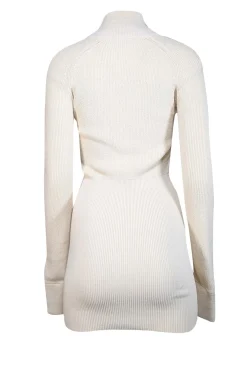 Aya Muse -  Cream Knit Zipper Front Sweater 