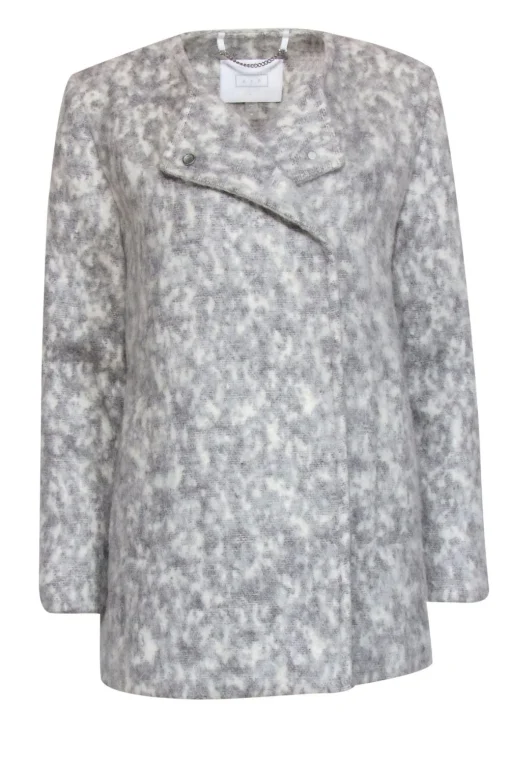 AYR - Gray & White Marbled Fuzzy Overcoat Sz M