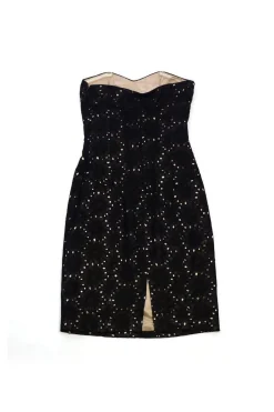 Badgley Mischka - Black Floral Eyelet Strapless Dress Sz 4