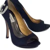 Badgley Mischka - Black Satin Peep Toe Heels Sz 6.5