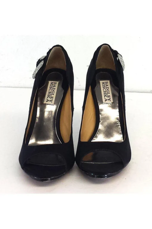 Badgley Mischka - Black Satin Peep Toe Heels Sz 6.5