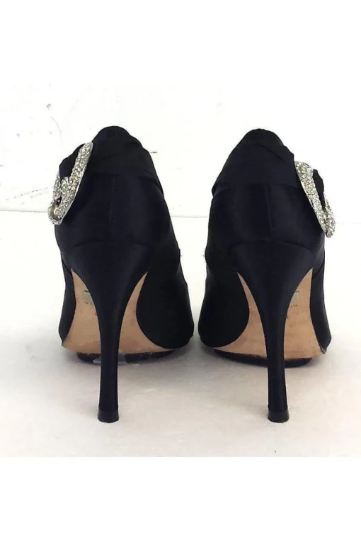 Badgley Mischka - Black Satin Peep Toe Heels Sz 6.5