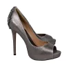 Badgley Mischka - Dark Silver Peep Toe Embellished Heels Sz 9