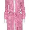Badgley Mischka - Pink & White Striped Collared Cotton Dress Sz XS