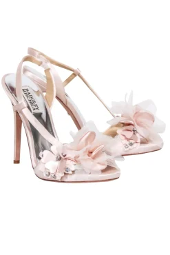 Badgley Mischka - Pink 3D Flower Open Toe Pumps Sz 7.5