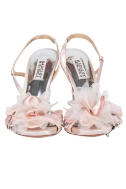 Badgley Mischka - Pink 3D Flower Open Toe Pumps Sz 7.5