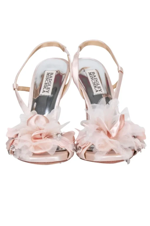 Badgley Mischka - Pink 3D Flower Open Toe Pumps Sz 7.5