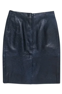 Bagatelle - Navy Leather Leopard Spotted Embossed Skirt Sz 14