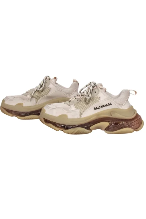 Balenciaga - Beige, Cream & Tan Chunky "Triple S" Sneakers Sz 7