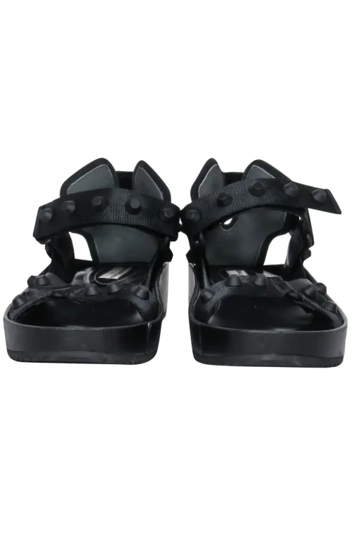 Balenciaga - Black Leather Strappy Platform Sandals w/ Studs Sz 8.5