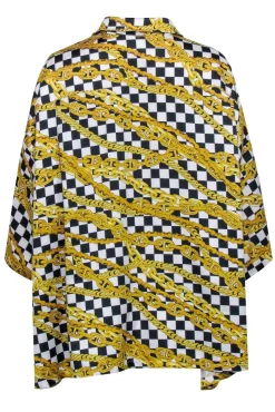 Balenciaga - Gold, Black, & White Checkered Chain Print Top Sz 4