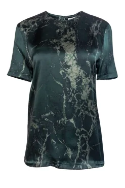 Balenciaga - Green Marble Print Silk Top Sz 6