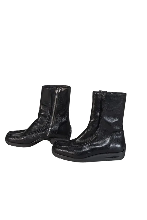 Bally - Black Patent Leather Shearling-Lined Boots Sz 9