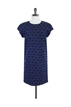 Bally - Blue & Black Textured Cotton Blend Dress Sz 4
