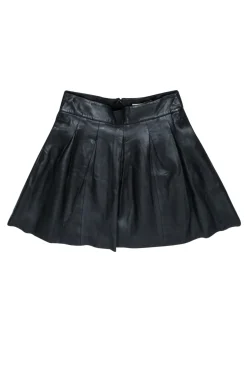 Banana Republic - Black Leather Pleated Mini Skirt Sz 0