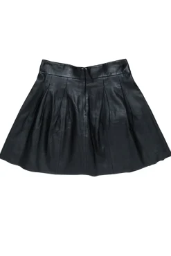 Banana Republic - Black Leather Pleated Mini Skirt Sz 0