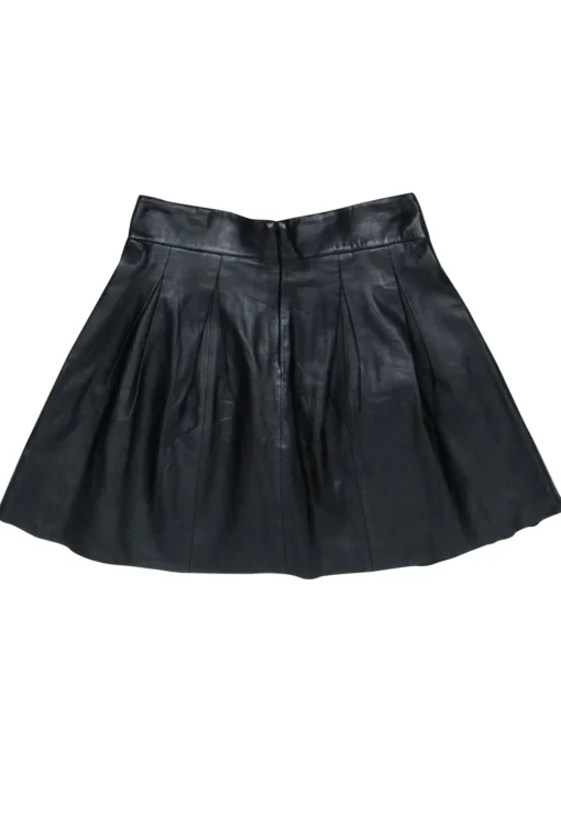Banana Republic - Black Leather Pleated Mini Skirt Sz 0