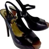 Barbara Bui - Black Leather Peep Toe Slingbacks Sz 9