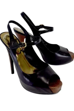 Barbara Bui - Black Leather Peep Toe Slingbacks Sz 9