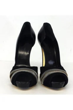 Barbara Bui - Black Leather & Suede Peep Toe Heels Sz 9