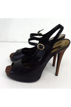 Barbara Bui - Black Leather Peep Toe Slingbacks Sz 9