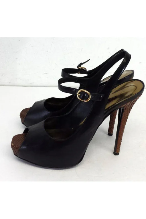 Barbara Bui - Black Leather Peep Toe Slingbacks Sz 9