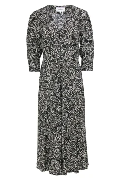 Ba&sh - Black & Beige Print Crop Sleeve Dress Sz S