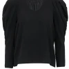 Ba&sh - Black Puff Sleeve Blouse w/ Back Cutout Sz S