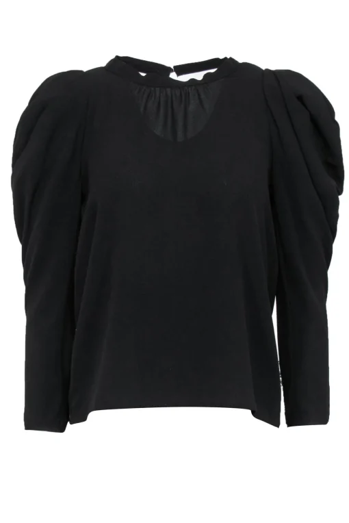 Ba&sh - Black Puff Sleeve Blouse w/ Back Cutout Sz S