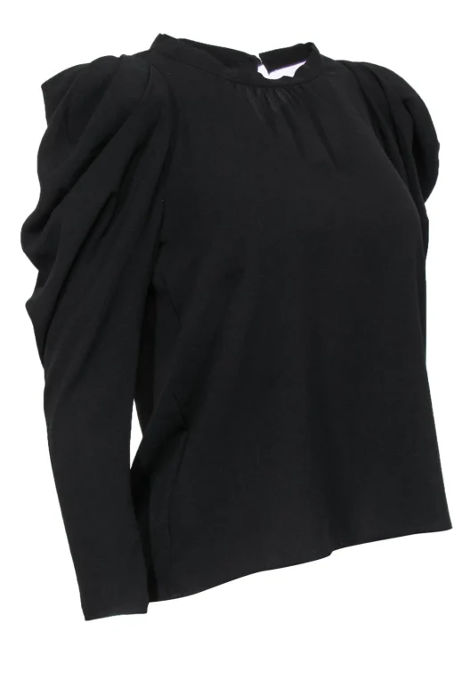 Ba&sh - Black Puff Sleeve Blouse w/ Back Cutout Sz S