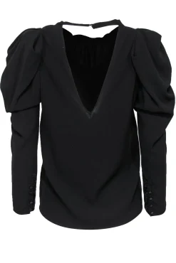Ba&sh - Black Puff Sleeve Blouse w/ Back Cutout Sz S