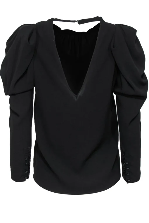 Ba&sh - Black Puff Sleeve Blouse w/ Back Cutout Sz S