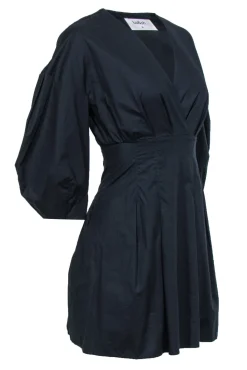 Ba&sh - Black Surplice Puff Sleeve Cotton Dress Sz 0