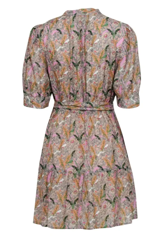 Ba&sh - Green & Multi Color Floral Print Short Sleeve Dress Sz 6