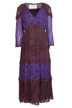Ba&sh - Purple & Black Multi Print Maxi Dress Sz 10