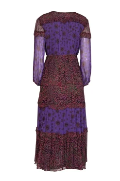 Ba&sh - Purple & Black Multi Print Maxi Dress Sz 10
