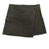 Bassike - Green Cotton Twill Wrap Mini Skirt Sz 6