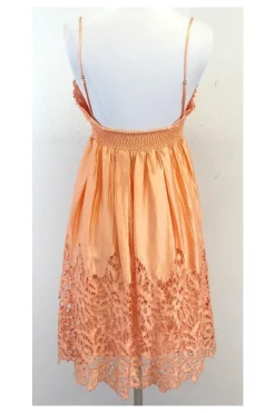 BCBG - Peach Silk Eyelet Spaghetti Strap Dress Sz S