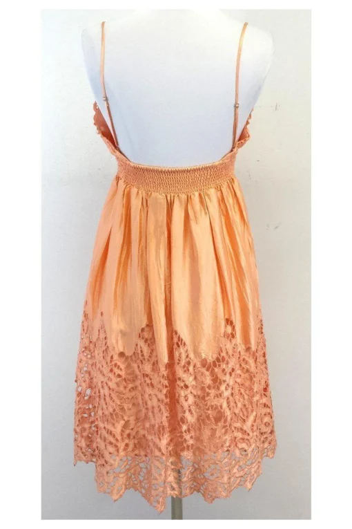 BCBG - Peach Silk Eyelet Spaghetti Strap Dress Sz S