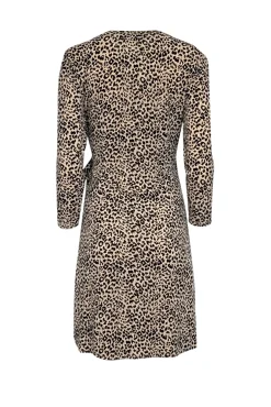 BCBG Max Azria - Beige, Tan, & Black Leopard Print Long Sleeve Wrap Dress Sz M