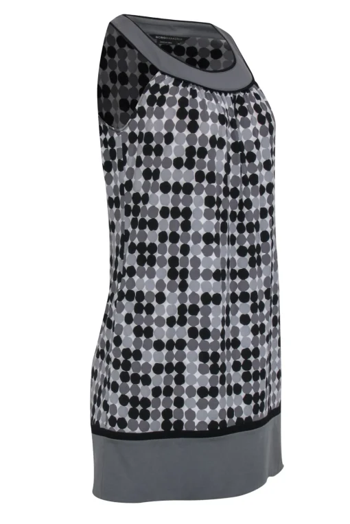 BCBG Max Azria - Black & Grey Circle Print Sleeveless Shift Dress Sz XS
