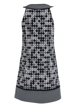 BCBG Max Azria - Black & Grey Circle Print Sleeveless Shift Dress Sz XS
