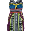 BCBG Max Azria - Black & Multi Color Print Bodycon Dress Sz S