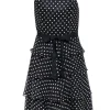 BCBG Max Azria - Black & Tan Polka Dot Tiered Dress Sz XS