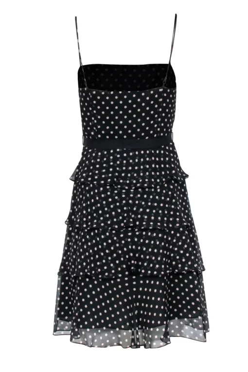 BCBG Max Azria - Black & Tan Polka Dot Tiered Dress Sz XS