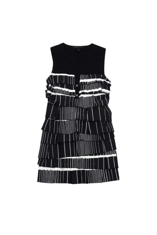 BCBG Max Azria - Black & White Tiered Shift Dress Sz XS