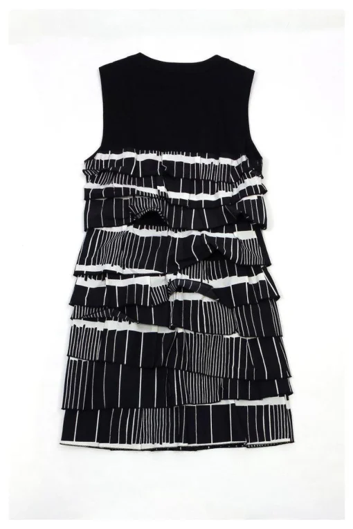 BCBG Max Azria - Black & White Tiered Shift Dress Sz XS