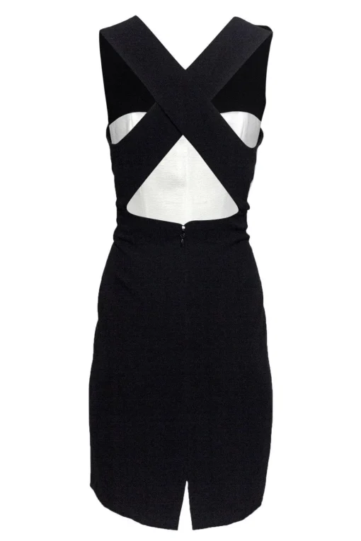 BCBG Max Azria - Black & White Lia Crisscross Dress Sz 8